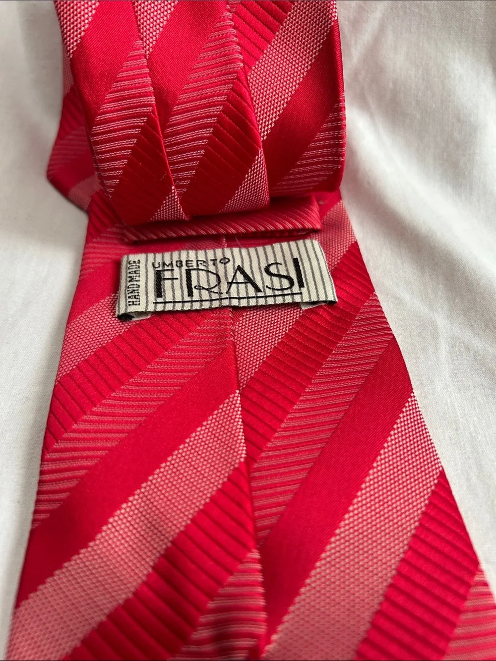 Umberto Frasi Classic Red Striped Men's Tie - Bold Red Fashion Accessory